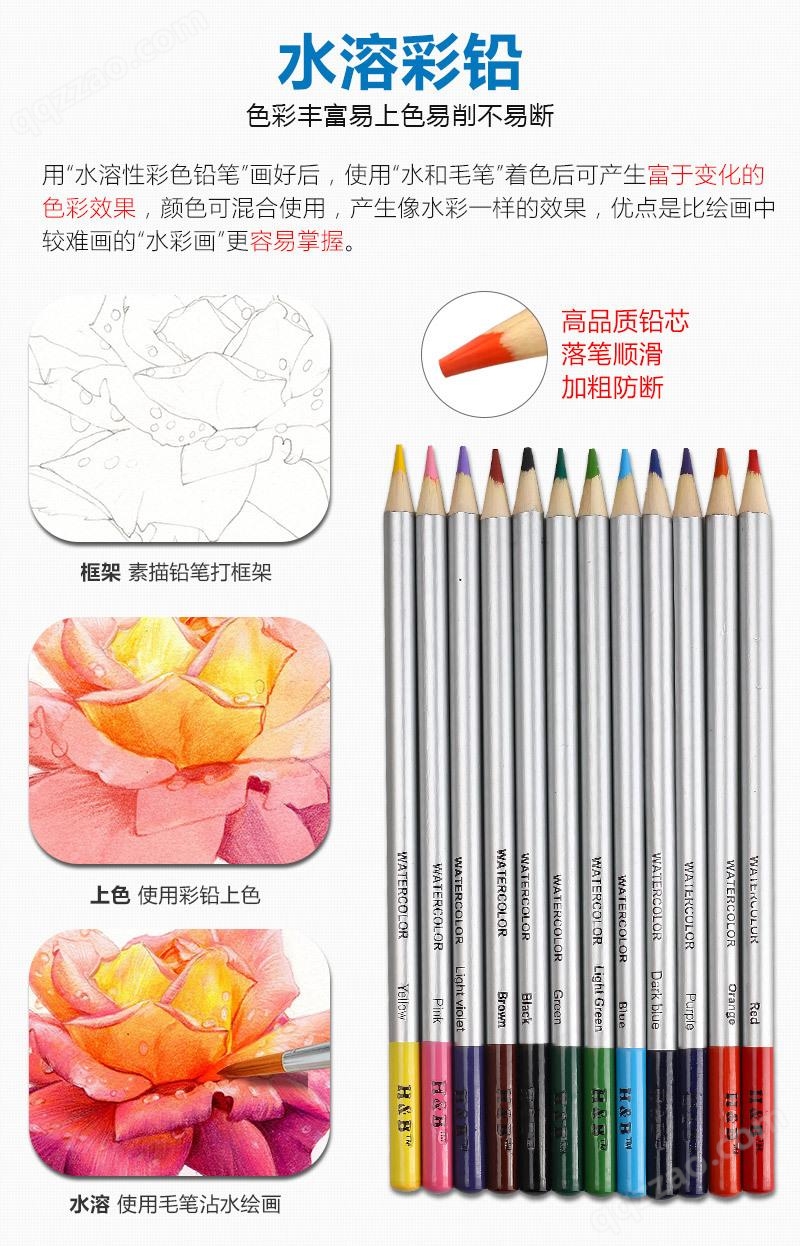 跨境专供素描铅笔美术用品套装40件水溶性彩铅笔绘画套装一件代发