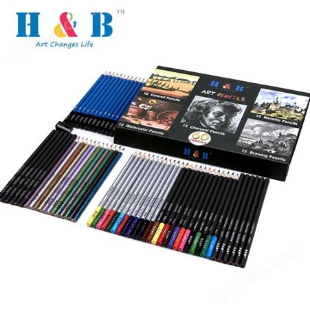 厂家现货60支铅笔套装 素描彩色画笔 水溶性彩铅彩盒装 美术用品