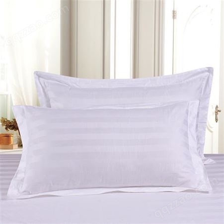 酒店宾馆全棉纯白加密缎条 白色纯棉枕头套 三公分普通床上用品