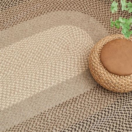 简约羊毛手工圆形编织地毯客厅 北欧ins沙发日式卧室床边毯地垫